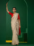 Aruna Cream and Red Soft Silk Bhagalpur Saree with Blouse Fabric